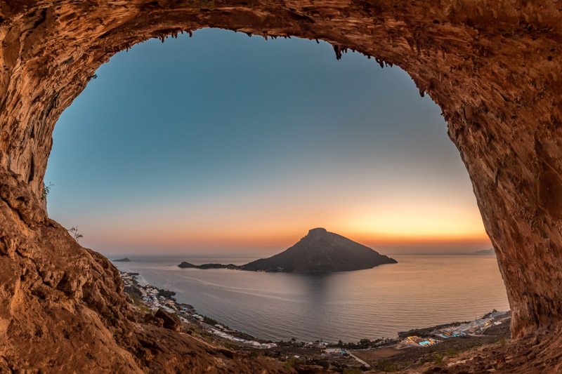 Griechische Inseln Kalymnos Grande Grotta Sonnenuntergang