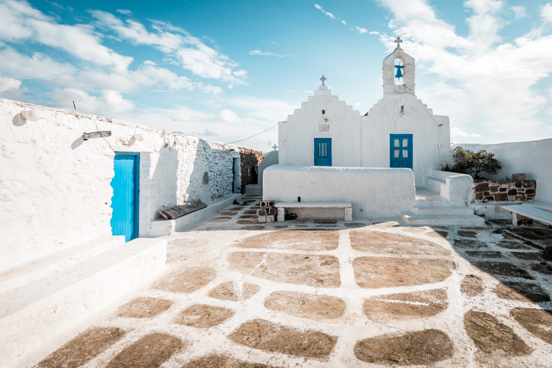 Kykladen Weiß Blaue Kirche Griechenland
