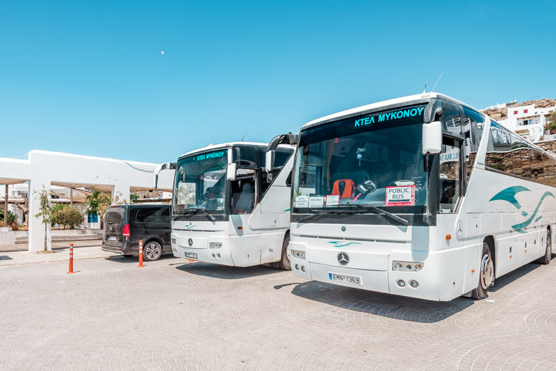 Mykonos Bus KTEL Fahrplan Bushaltestelle Chora