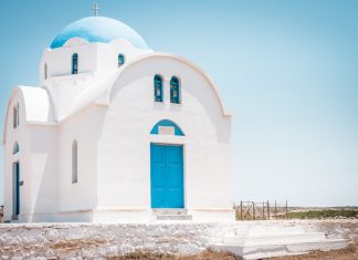 Blau Weiße Kirche Griechenland