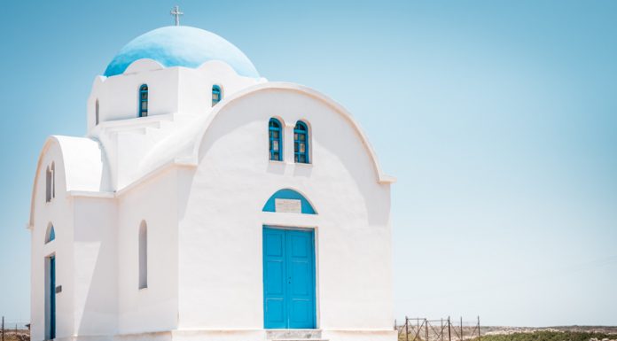 Blau Weiße Kirche Griechenland