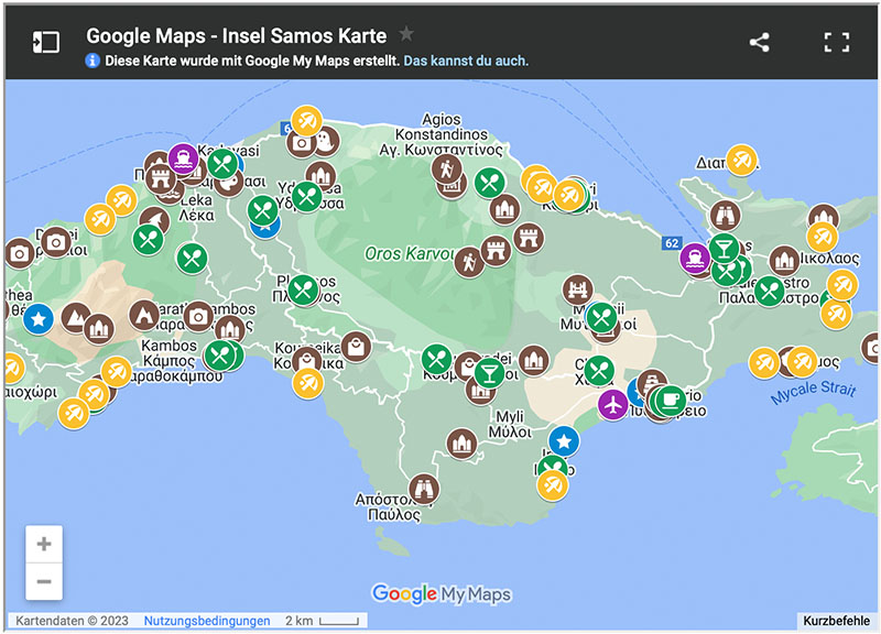 Samos Karte Sehenswuerdigkeiten Straende Restaurants