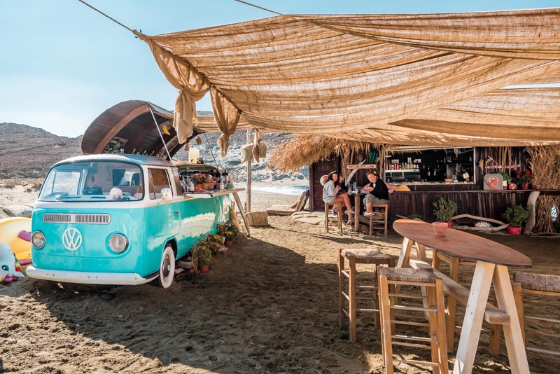 VW Bus Beach Bar Kolimvithra Strand