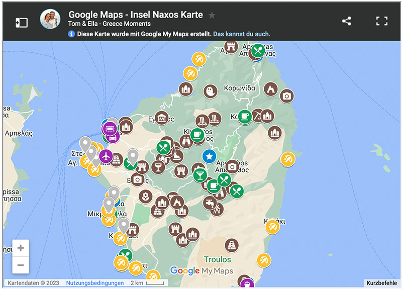 Naxos Karte Sehenswuerdigkeiten Straende Restaurants