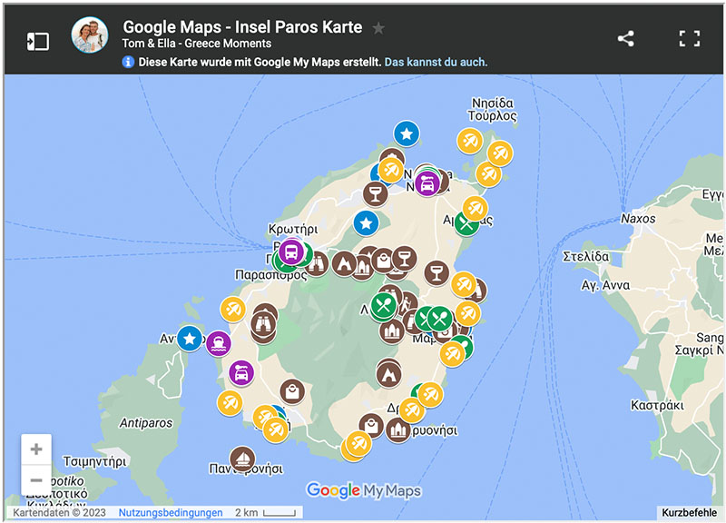 Paros Karte Sehenswuerdigkeiten Straende Restaurants