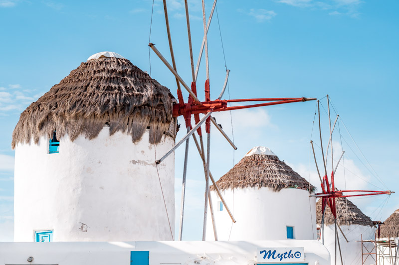 Mykonos Windmuehlen Griechenland Wahrzeichen Mykonos Windmuehlen Griechenland Wahrzeichen