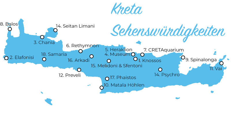 Kreta Sehenswuerdigkeiten Karte Straende Staedte Antike Orte