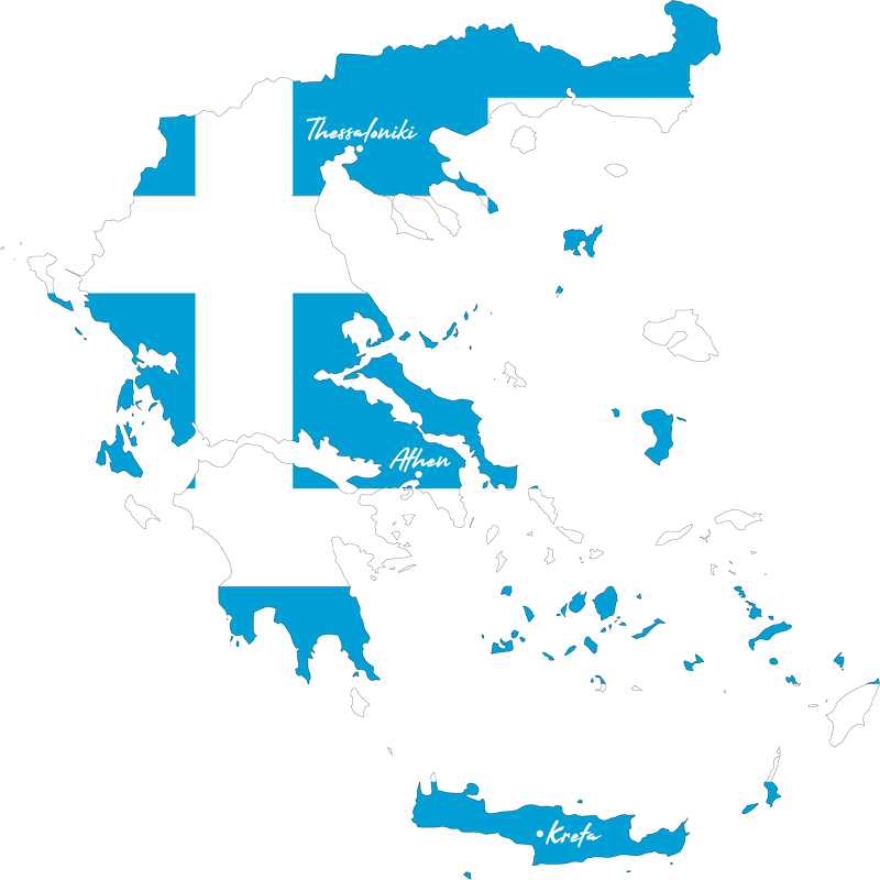 Griechenland Karte Flagge Blau Weiss Reisen