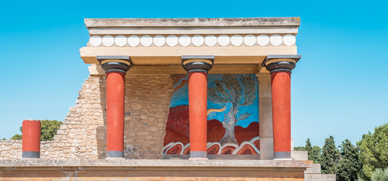 Knossos Palast Rote Saeulen Nordbastion Portikus