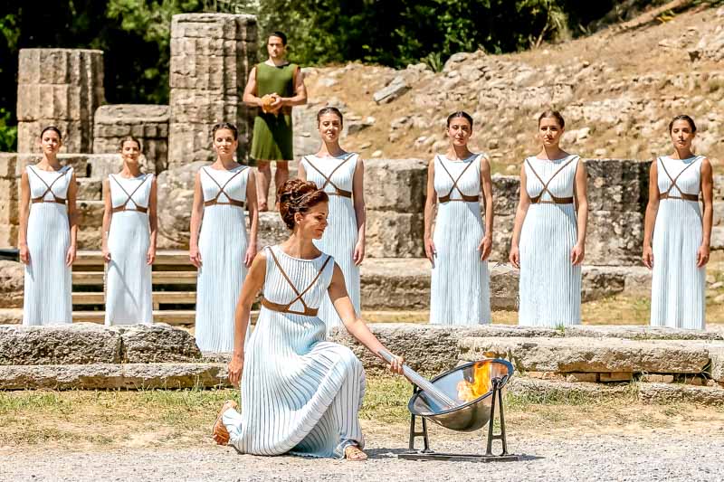 Olympische Spiele Flamme Griechenland Archea Olympia