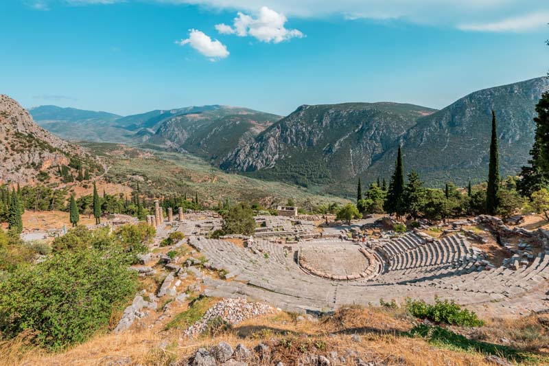Delphi Tal Fluss Pleistos Berge Griechenland