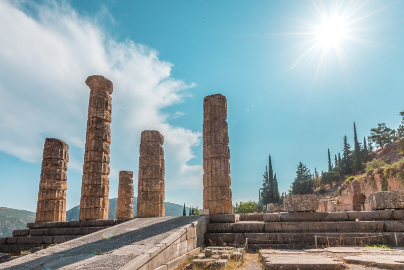 Orakel von Delphi Apollon Tempel Eingang