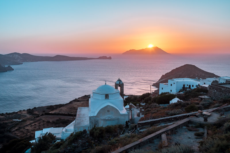 Panagia Thalassitra Sonnenuntergang Milos Kirche